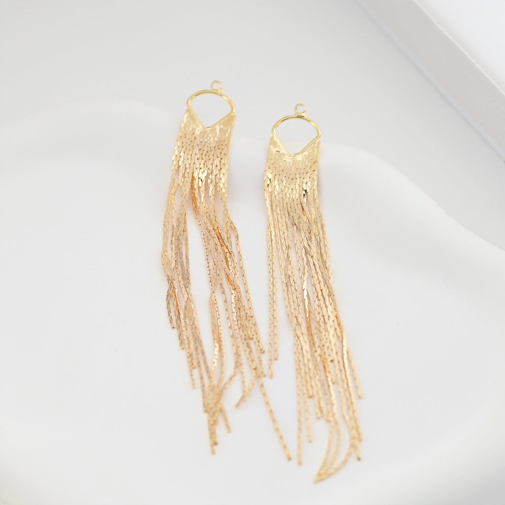 Gold Chain Tassel Pendant, Gold Wheat Style Chain Charm, 18K Gold Plated Earring Chain Pendant, Earring Findings ZX343