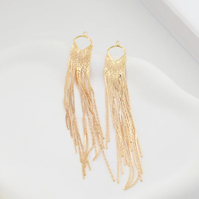 Gold Chain Tassel Pendant, Gold Wheat Style Chain Charm, 18K Gold Plated Earring Chain Pendant, Earring Findings ZX343