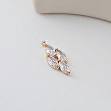 Load image into Gallery viewer, Oval Flower Charm, Cubic Zircon Crystal Flower Pendant, CZ Earring Charms, Real Gold Plated Brass Earring Charms, Jewelry Findings D0301