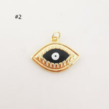 Load image into Gallery viewer, Enamel Cubic Evil Eye Charm, 18K Gold Plated Micro CZ Pave Eye Pendant, Necklace Making Charm, Jewelry Findings S20228