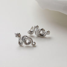 Load image into Gallery viewer, Snake Earrings Post With Loop, 18K Gold Plated, CZ Pave, Nickel Free, S925 Silver Pin, Ear Stud Hypoallergenic Earring Findings GZ779