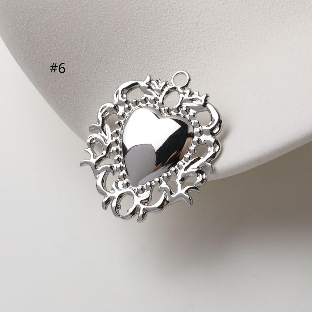 Shiny Heart Charms, 14K Gold Plated Love Pendant, Necklace Making Pendants, Jewelry Findings GZ738