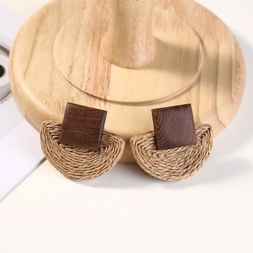 4 piezas de accesorios para pendientes de tejido de paja, fabricación de pendientes bohemios, bonitos pendientes de estilo vacacional para niñas, accesorio para pendientes hecho a mano BS001