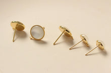 Load image into Gallery viewer, Faux Opal Stud Earring Post, Dainty 14K Gold Plated, Round Stud Earring With Loop, S925 Silver Ear Pin, Ear Post,Earring Finding GZ204