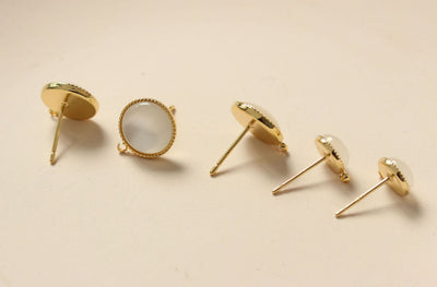 Poste para arete de ópalo sintético, delicado pendiente redondo con aro bañado en oro de 14 quilates, pasador para arete de plata S925, poste para arete, accesorio para arete GZ204