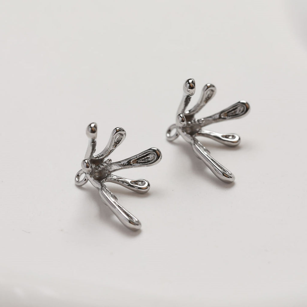 Drop Peg Bail Caps, 14K Gold Plated, Half Drilled Bead Caps, Pearl Bead Caps, Jewelry Making GZ364