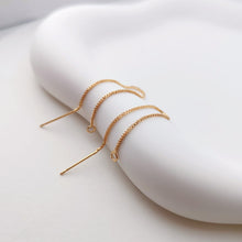 Load image into Gallery viewer, 10 Pairs- 14K Gold Plated Ear Threader, 75mm Threader Earrings, 0.6mm Flat Box Chain Wire, Chain Earrings, Z053