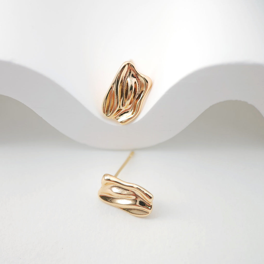 Pendientes de aro con nicho irregular y aro, sin níquel, de oro de 18 quilates, hipoalergénicos, ZX189