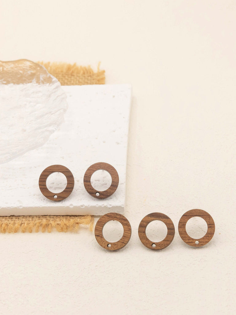 أقراط خشبية من 4 قطع، أقراط خشبية دائرية مجوفة للنساء، مصنوعة من خشب الجوز المعاد تدويره، خالية من النيكل، أقراط هندسية مميزة، رقم المنتج JT916