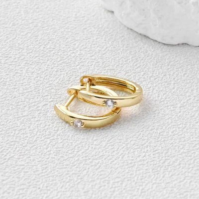 Gold Ear Hoops Pave CZ, Oval Hoops, 15.5mm, 18K Gold Plated Leverback Earrings, Huggie Hoops Earring D0556