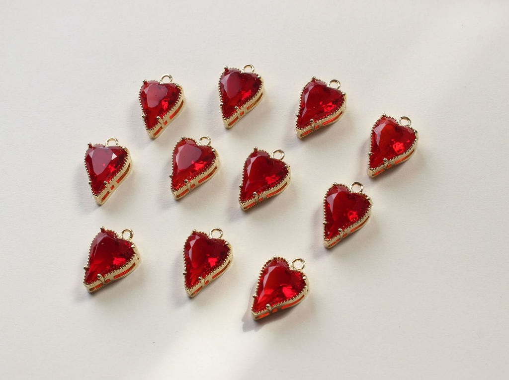 Dijes de corazón de cristal, 13 colores a elegir, colgante de corazón chapado en oro y plata de 18 quilates, accesorios de joyería GZ426