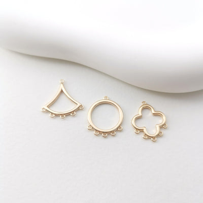 Conector geométrico, redondo, estrella, abanico y hoja, chapado en oro de 18 quilates, dijes, accesorios de joyería de 16 mm ZX079
