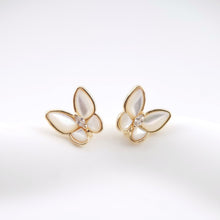 Cargar imagen en el visor de la galería, Pendiente de mariposa de nácar con aros, sin níquel, en plata S925, 10 mm, chapado en oro de 18 quilates, accesorio para pendientes ZX058
