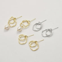 تحميل الصورة إلى عارض المعرض، قرط أذن غير منتظم بحلقة مزدوجة، دبوس أذن من الفضة الاسترلينية 925 خالٍ من النيكل، مشبك أذن ذهبي/فضي، قرط مضاد للحساسية LL196