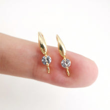 Load image into Gallery viewer, 18K Gold Plated Ear Wires, Round Cubic Pave Earring Hooks, Nickel Free, Fish Hooks, Ear Wires for Jewelry Making D0138