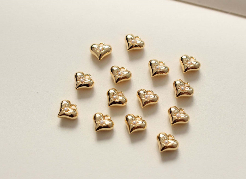 2pcs Gold Heart Charms, 18K Gold Plated, Love Pendant, Necklace Making Pendants, Jewelry Findings GZ311