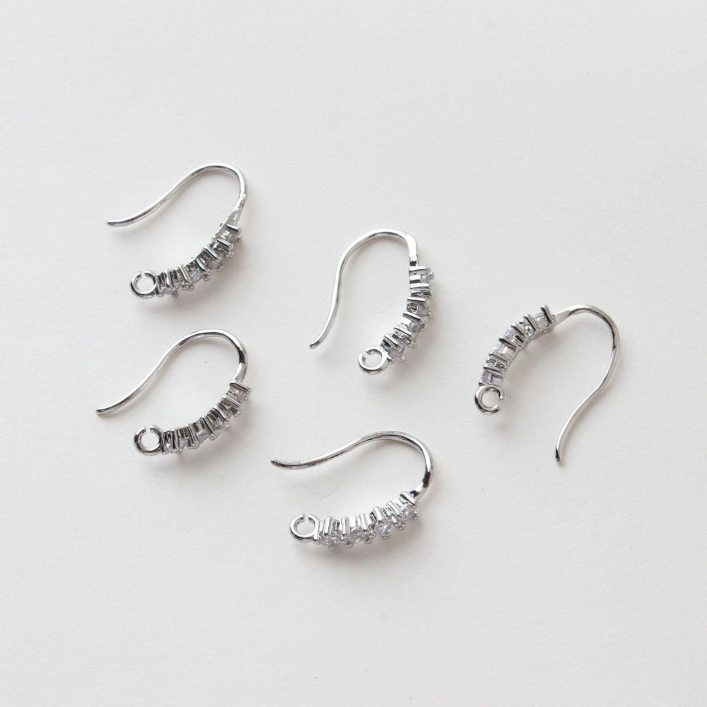 14K Gold Plated Ear Wires, Cubic Pave Earring Hooks, Nickel Free, Fish Hooks, Ear Wires for Jewelry Making BB020