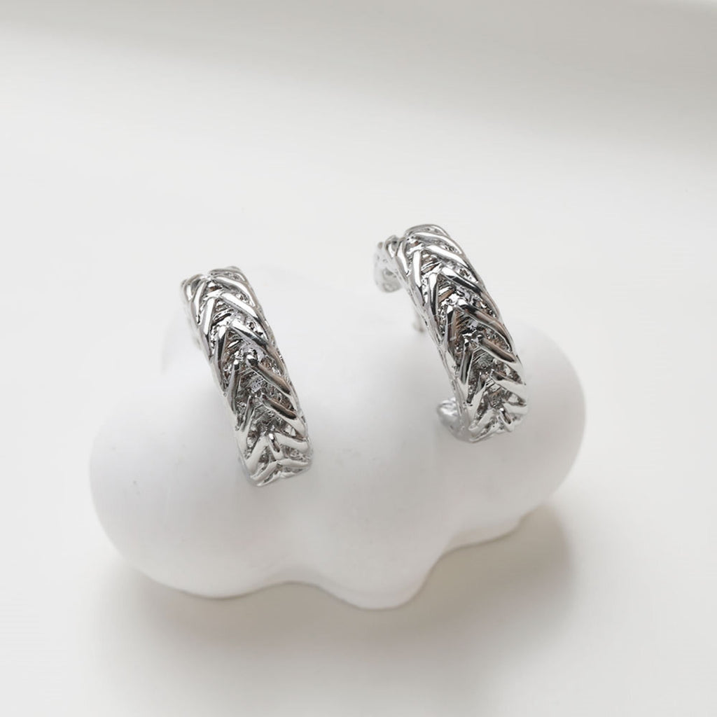 Pendientes de botón en forma de C, chapados en oro de 14 quilates y plata de ley 925, sin níquel, hipoalergénicos, JG044-D0360