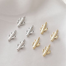 تحميل الصورة إلى عارض المعرض، دلايات صبار من الذهب عيار 14 قيراطًا، صبار فضي، نباتات، قلادة JG021