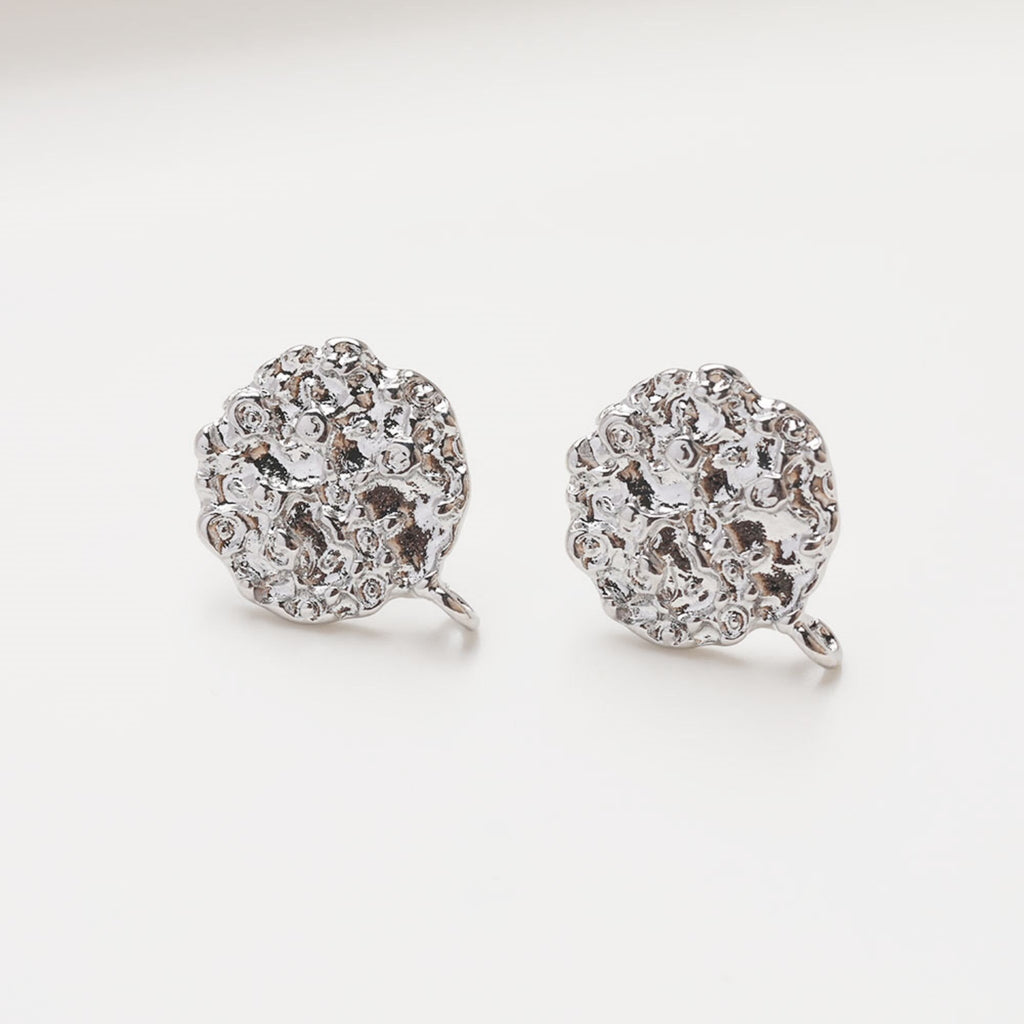 Round Lava Ear Post With Loop, S925 Silver Ear Pin Nickel Free Earrings, Gold/Silver Ear Stud, Hypoallergenic Earring Findings JG004