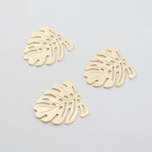Load image into Gallery viewer, Gold Monstera Leaf  Charms, Metal Blank, 14K Gold/Silver Plated, Monstera deliciosa Pendant, Bracelet Making Pendant D0017