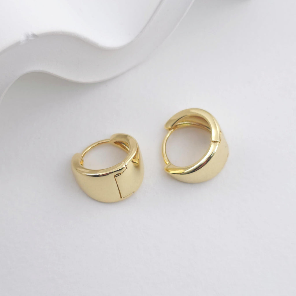 Gold Round Ear Hoops, 18K Gold/Silver Plated Leverback Earrings, Huggie Hoops Earring D0577