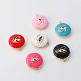 Locket Charm, Enamel Evil Eye, 18K Gold Plated Round Pendant, 25mm, Necklace Making Charm, Jewelry Findings S20295