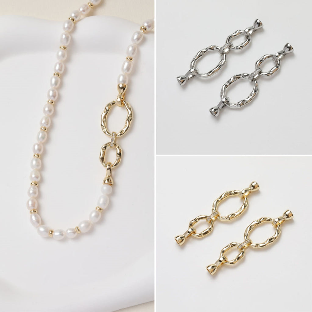 Link Chain Connector, Oval Link Connector, Pave CZ, 14K Gold/Silver Plated, Neckalce Bracelet Making Pendant, Jewelry Supply Finding GZ266