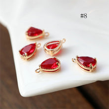 تحميل الصورة إلى عارض المعرض، 10 قطع - دلايات كريستال صغيرة على شكل دمعة، مطلية بالذهب/الفضة عيار 14 قيراطًا، مقاس 6×8 مم، قطع مجوهرات HL100-F053