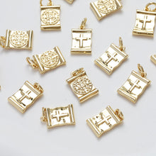 Load image into Gallery viewer, Gold Rectangular Cross Charms, 14K Gold Plated Religious Charms, Cross Pendant,  Necklace Charms, Jewelry Findings GZ270