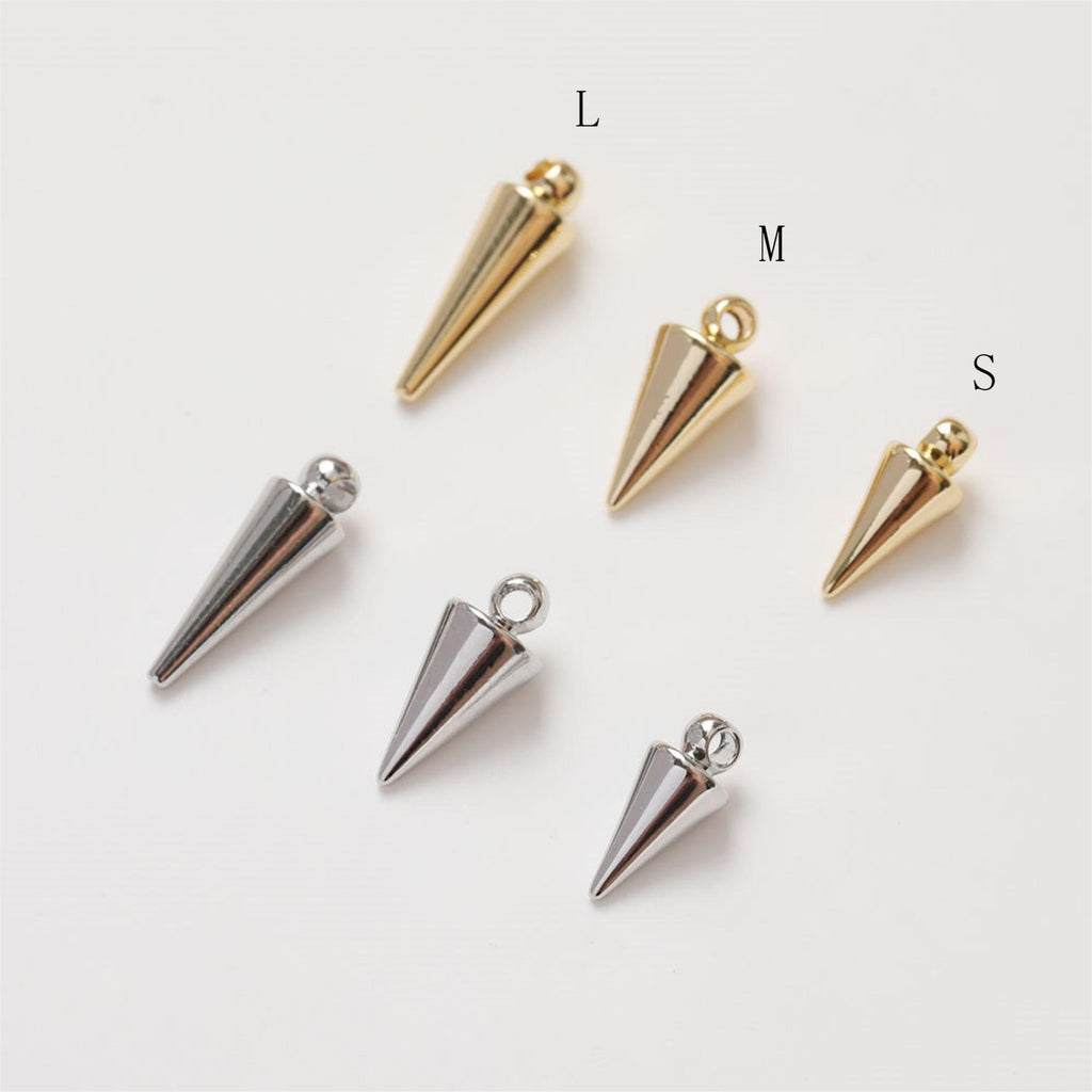 10pcs Dainty Gold Spike Charms, 18K Gold Plated Pendants, Earring Necklace Making Charms, Jewelry Findings GZ123