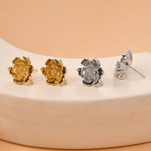 Cargar imagen en el visor de la galería, Poste para pendientes de peonía multicapa con aros, pasador de plata S925 sin níquel, aro para pendientes de flor, accesorios hipoalergénicos LL236