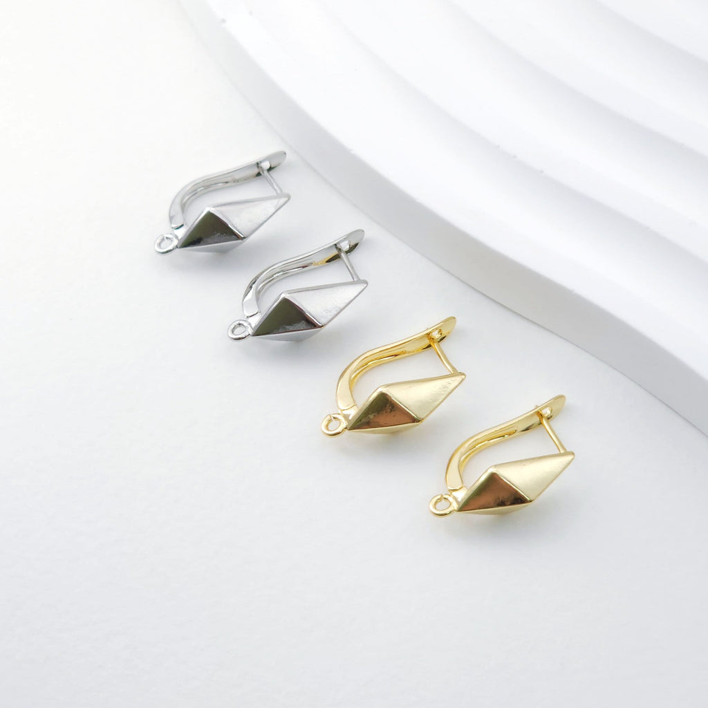 Rhombus English lock with loop, Gold/Rhodium Plated Earring hoop, Hypoallergenic & Nickel-Free，DIY Handmade Earring Findings Supplies D0089