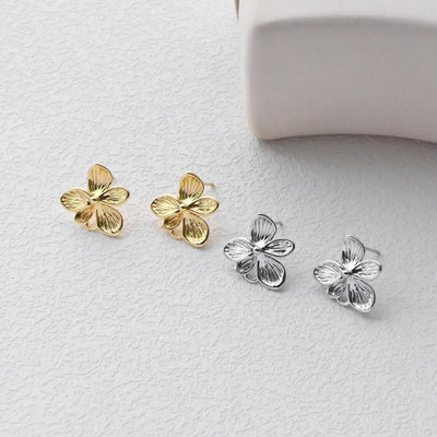 Flower Earring Post, 18K Real Gold Plated Brass Stud Earring With Loop, s925 silver pin, Nickel Free, Earring Finding D0411