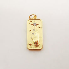 Load image into Gallery viewer, Gold Tarot Card Charms, Micro CZ Pave Hand/ Sun/ Rose Pendant, Amulet Charm 18K Gold Plated, Necklace Making Charms, Jewelry Findings S1094