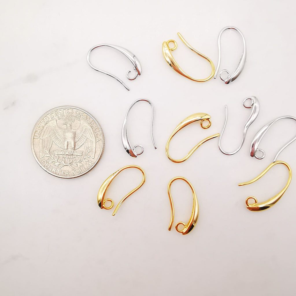 20PCS- 10x19mm 18K Gold Plated Ear Wires, Gold Earring Earring Hooks, Fish Hooks, Ear Wires for Jewelry Making S834