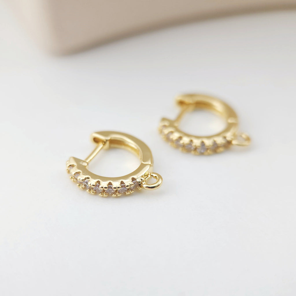 أقراط دائرية مرصعة بالزركونيوم المكعب، أقراط دائرية مطلية بالذهب مع حلقة، نتائج أقراط دائرية من صنعك، لوازم أقراط يدوية الصنع D0106