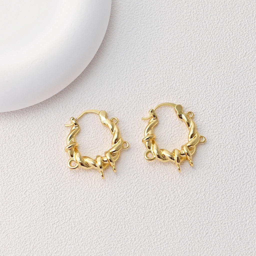 Twisted Lava Earring Hoops With Five Loop, Gold Plated Earring, Huggie Hoop Earring, DIY Earring  Findings, Handmade Earring Supplies D0378