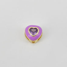 Cargar imagen en el visor de la galería, 2 cuentas espaciadoras de corazón esmaltadas, chapadas en oro de 18 quilates, con pavé de circonitas cúbicas, de 8 mm, para colgante de corazón, suministros para bisutería S20663