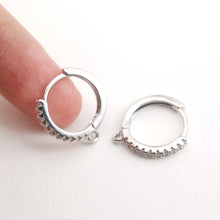 Load image into Gallery viewer, Cubic Zirconia Ear Hoops Multicolor Pave Crystal , 19*17mm, 18K Gold Plated Leverback Earrings, Huggie Hoops Earring D0154