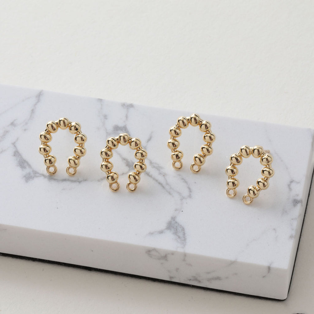 14K Gold  U Shape Earring Post With 2 Loops, Arch Ear Studs, S925 Silver Ear Pin Nickel Free Earrings, Hypoallergenic Earring Findings BB099