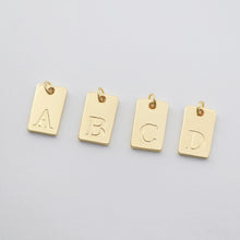 Load image into Gallery viewer, Alphabet Letter Card Charm, Rectangular Pendant, 18K Gold Plated Initial Pendant, Necklace Bracelet Earring Making S1150