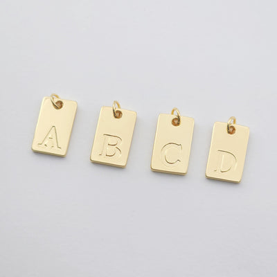 Alphabet Letter Card Charm, Rectangular Pendant, 18K Gold Plated Initial Pendant, Necklace Bracelet Earring Making S1150