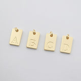 Alphabet Letter Card Charm, Rectangular Pendant, 18K Gold Plated Initial Pendant, Necklace Bracelet Earring Making S1150