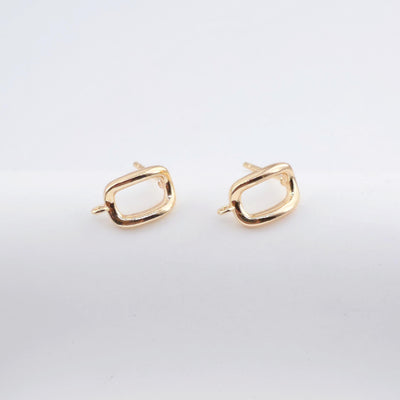 14K Gold Rectangular Earring Post With Loop, Nickel Free Earrings, Ear Stud, Hypoallergenic Earring Findings ZX309