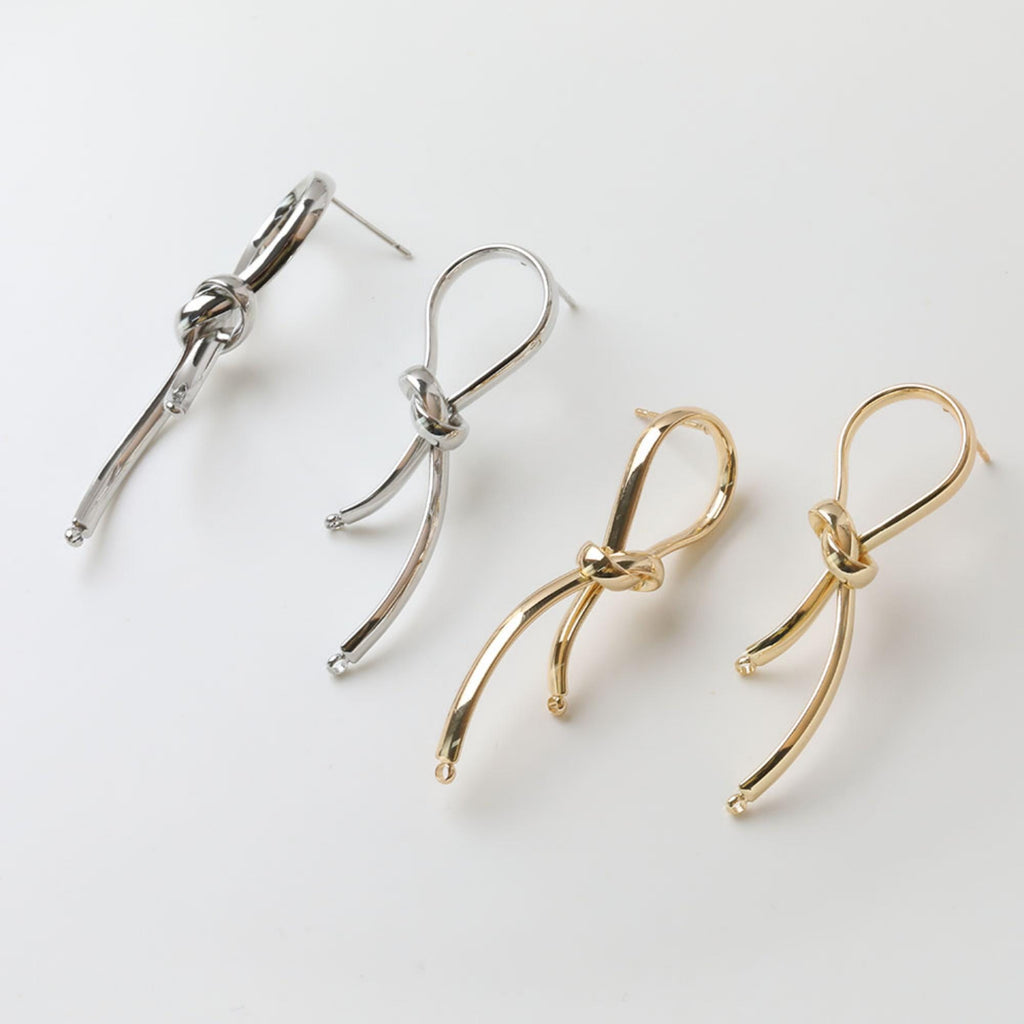 Gold Knot Earring Post, S925 Silver Ear Pin, Nickel Free Earrings, 14K Ear Stud, Tie The Knot Earring Findings GZ732