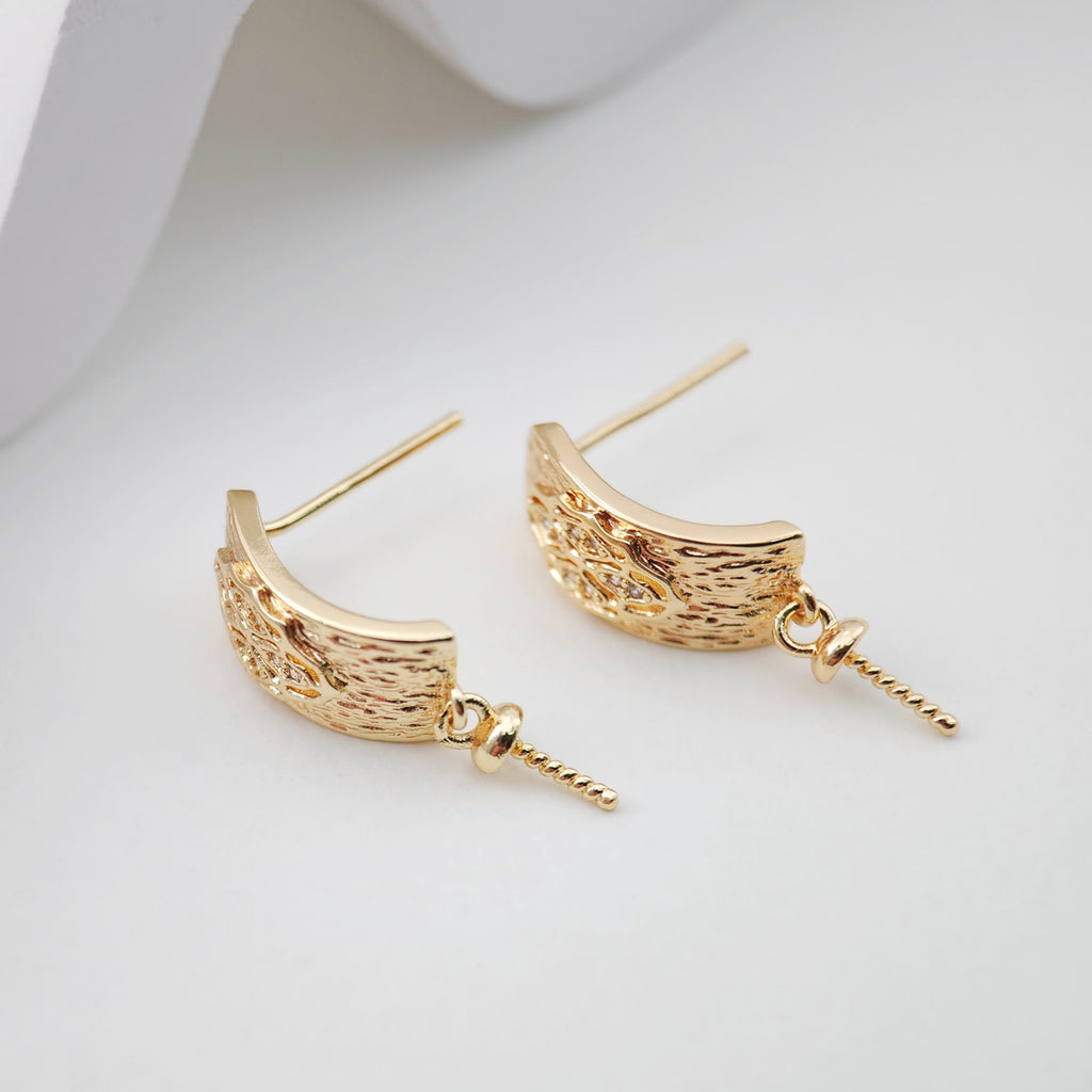 قرط أذن مستطيل منحني مع أغطية الكفالة، دبوس فضي S925، خالٍ من النيكل، مطلي بالذهب/الفضة عيار 18 قيراطًا، ZX210