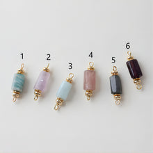 Cargar imagen en el visor de la galería, Dijes de conector de piedras preciosas, colgante de piedra de cristal, chapado en oro de 14 quilates, 23 mm, accesorio para bisutería GK007