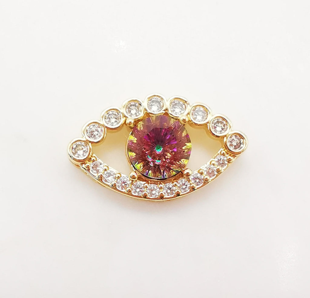 Evil Eye Charm, 18K Gold Plated Cubic Pave Charm, 14x23.5mm, Eye Pendant, Necklace Bracelet Making Charm, Jewelry Findings S1070