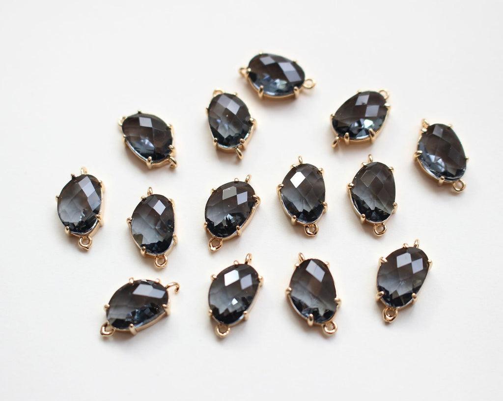 10pcs Irregular Shape Crystal Connector, Glass Connector, Glass Pendant, 18K Gold Plated, Jewelry Findings GZ425-F273